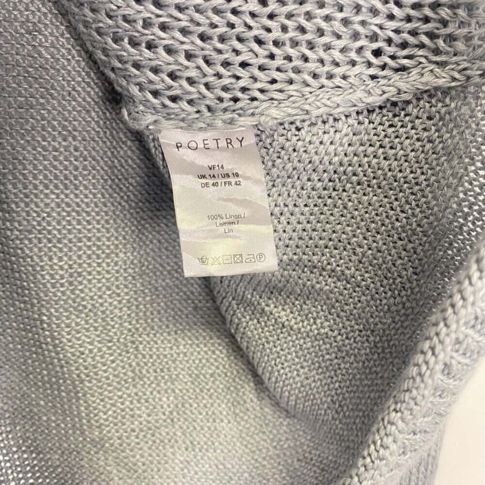 Poetry 100% Linen Gray V Neck Beach Sweater - Picture 6 of 12